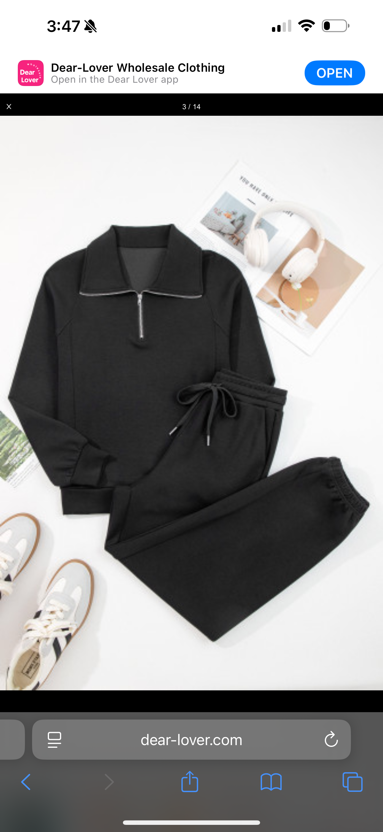 Zip Collar Drawstring Pants Set *two colors* FB