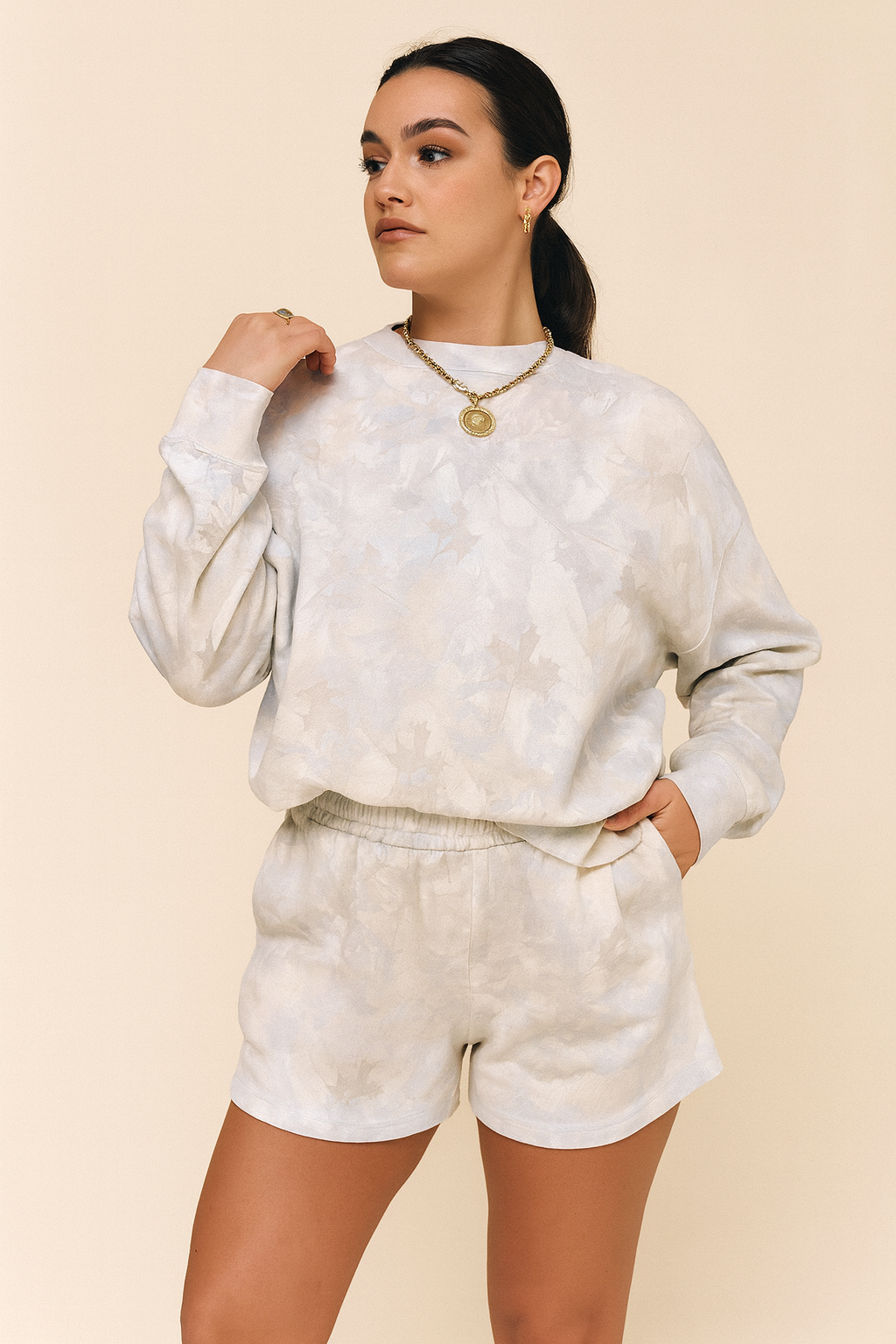 Beige Camo Pullover Top Set LT