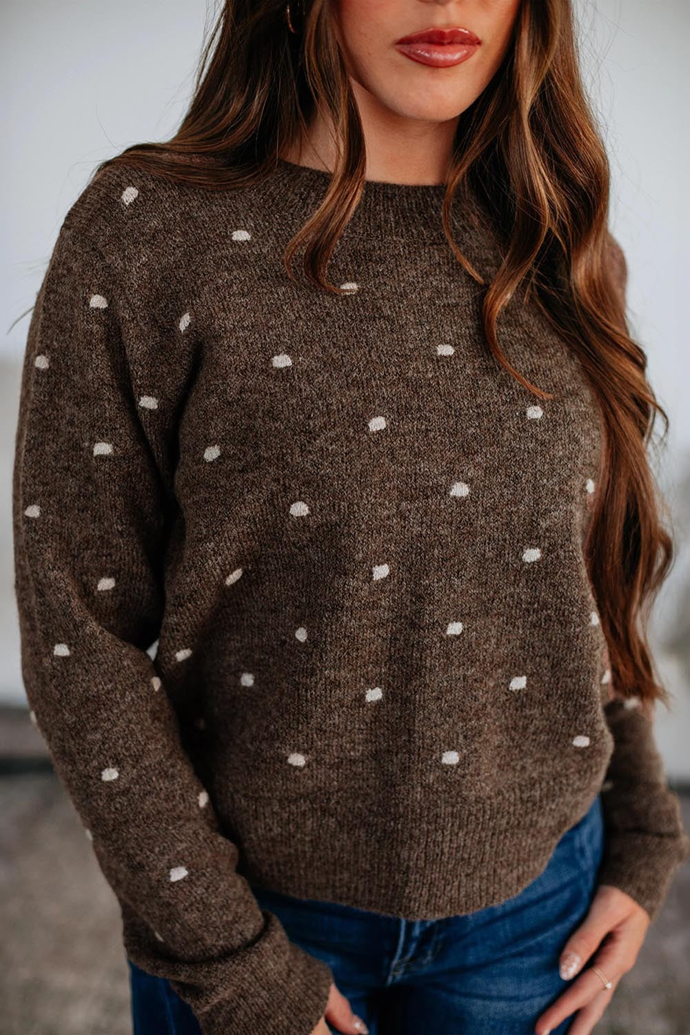 Dotted Ribbed Knit Sweater FB