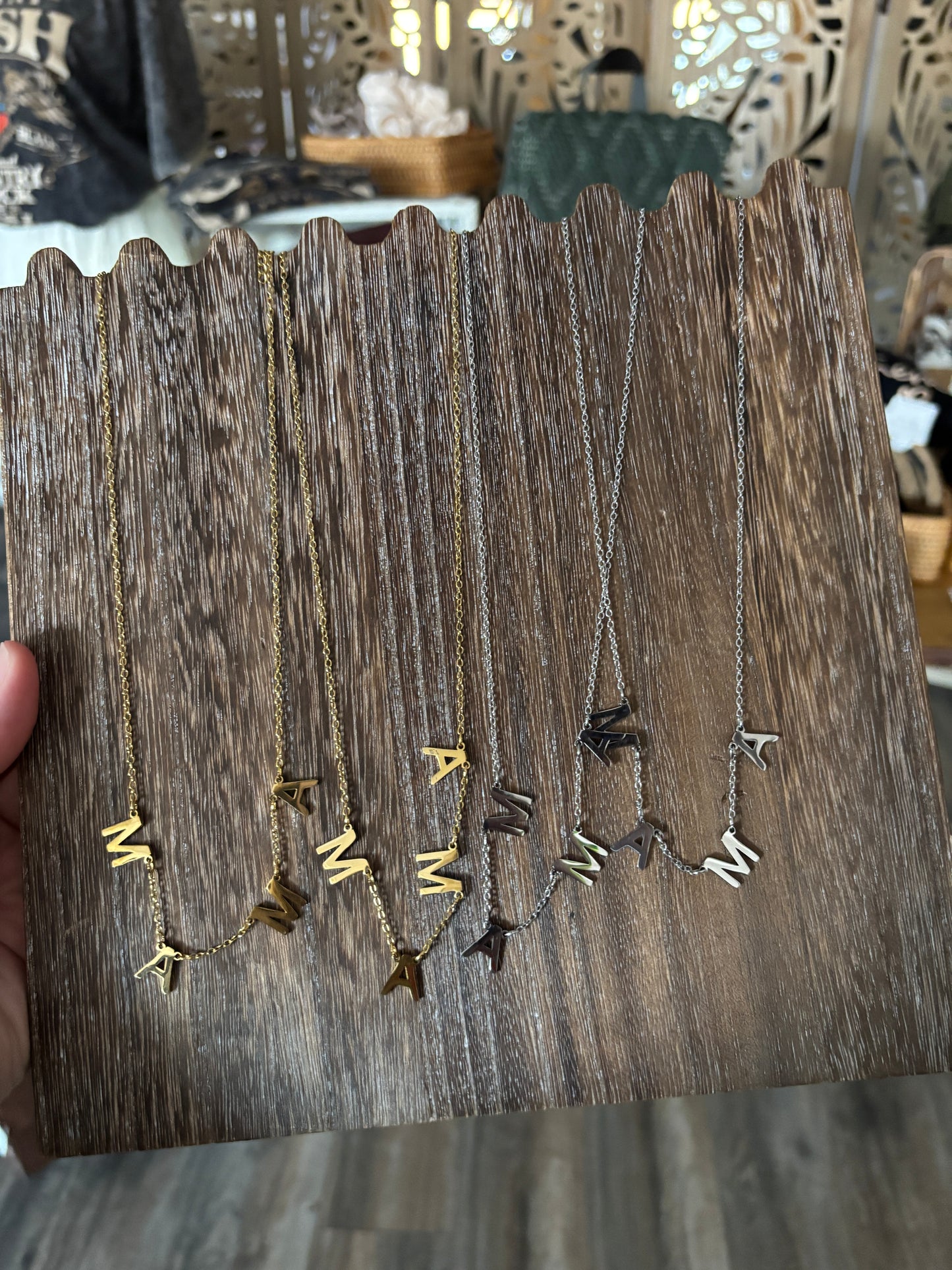 Mama Spaced Stainless Steel Necklace