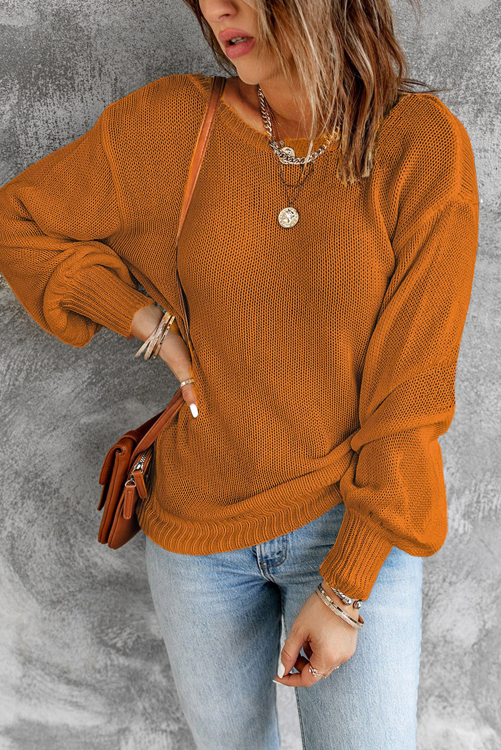 Orange Tie Back Sweater FB