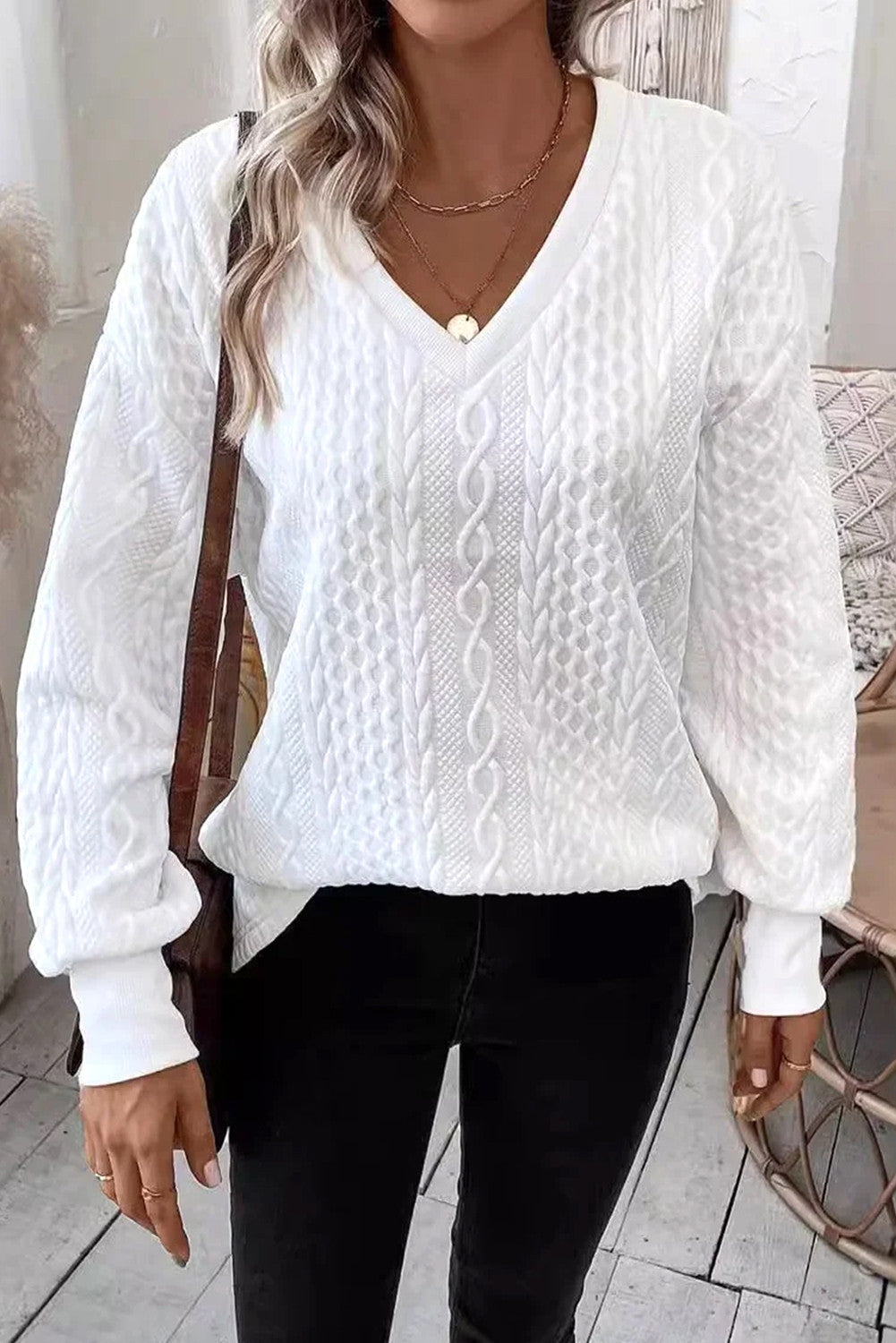 White Textured Knit Top LT