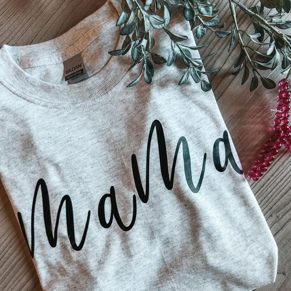 Mama Script Gray Tee