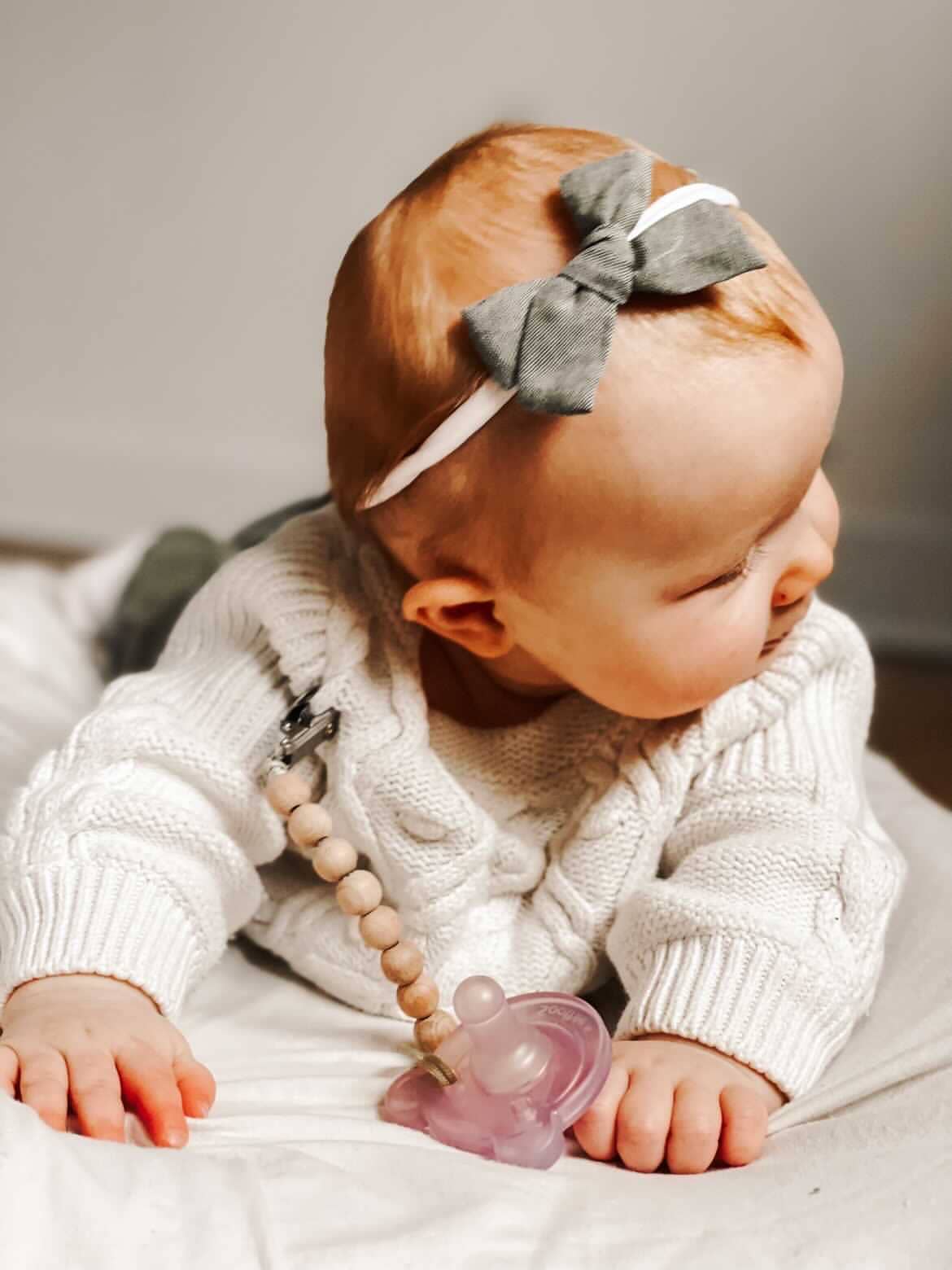Ali+Oli Silicone Pacifier Clip | Beech Wood