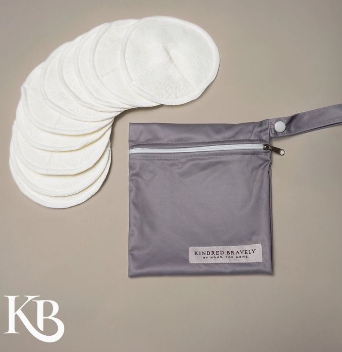 Kindred Bravely Washable Organic Nursing Pads | Pack of 10 + Bag