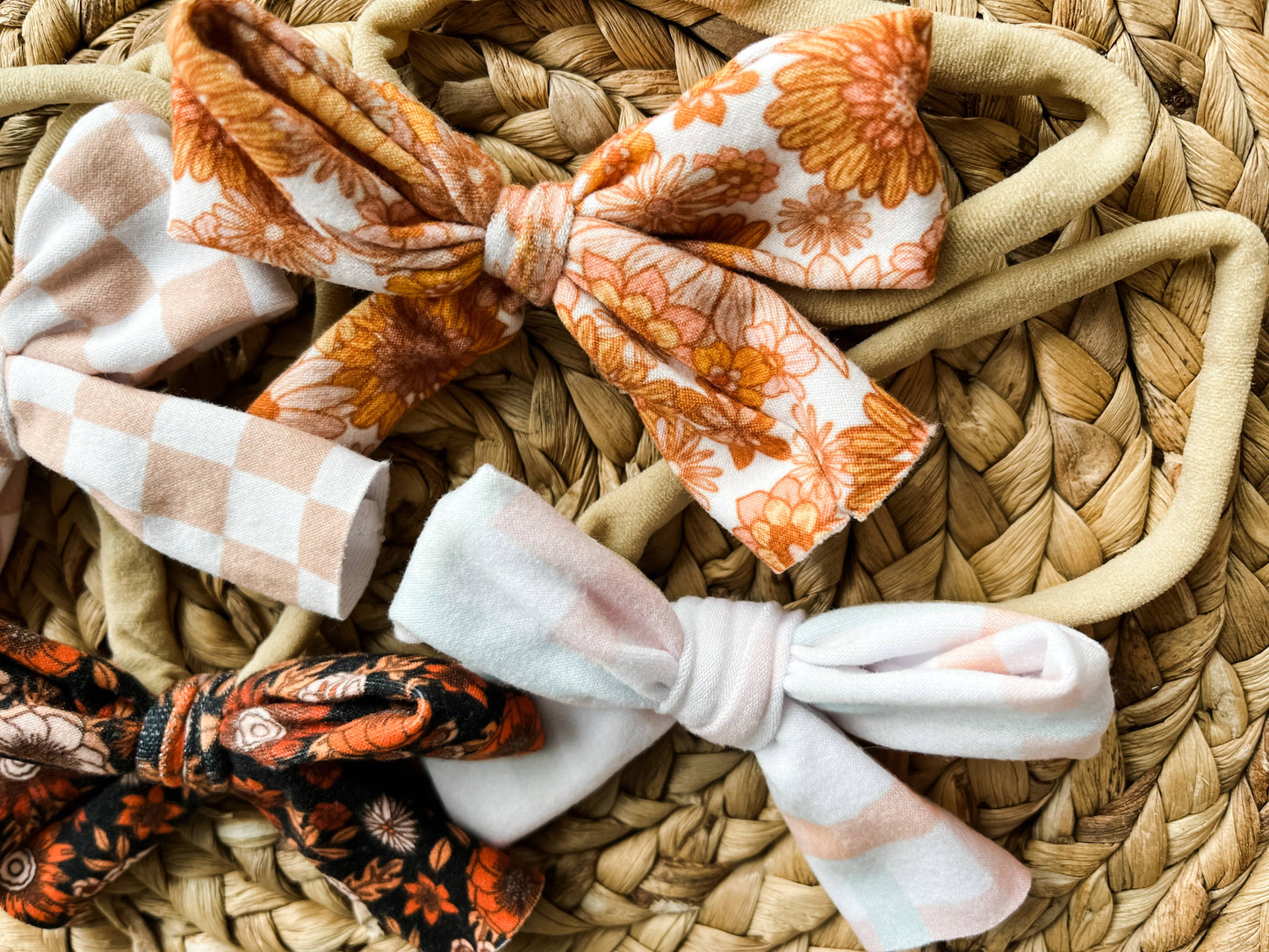 Simple Baby Bow Headbands: Black Floral