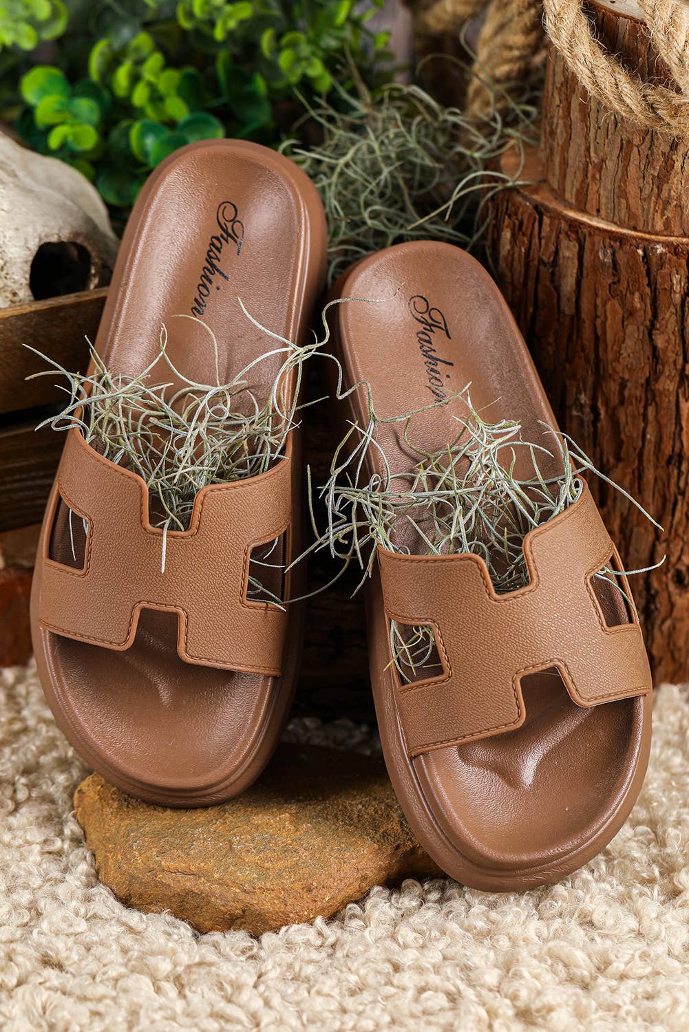 Open Toe Platform Sandals | Chestnut