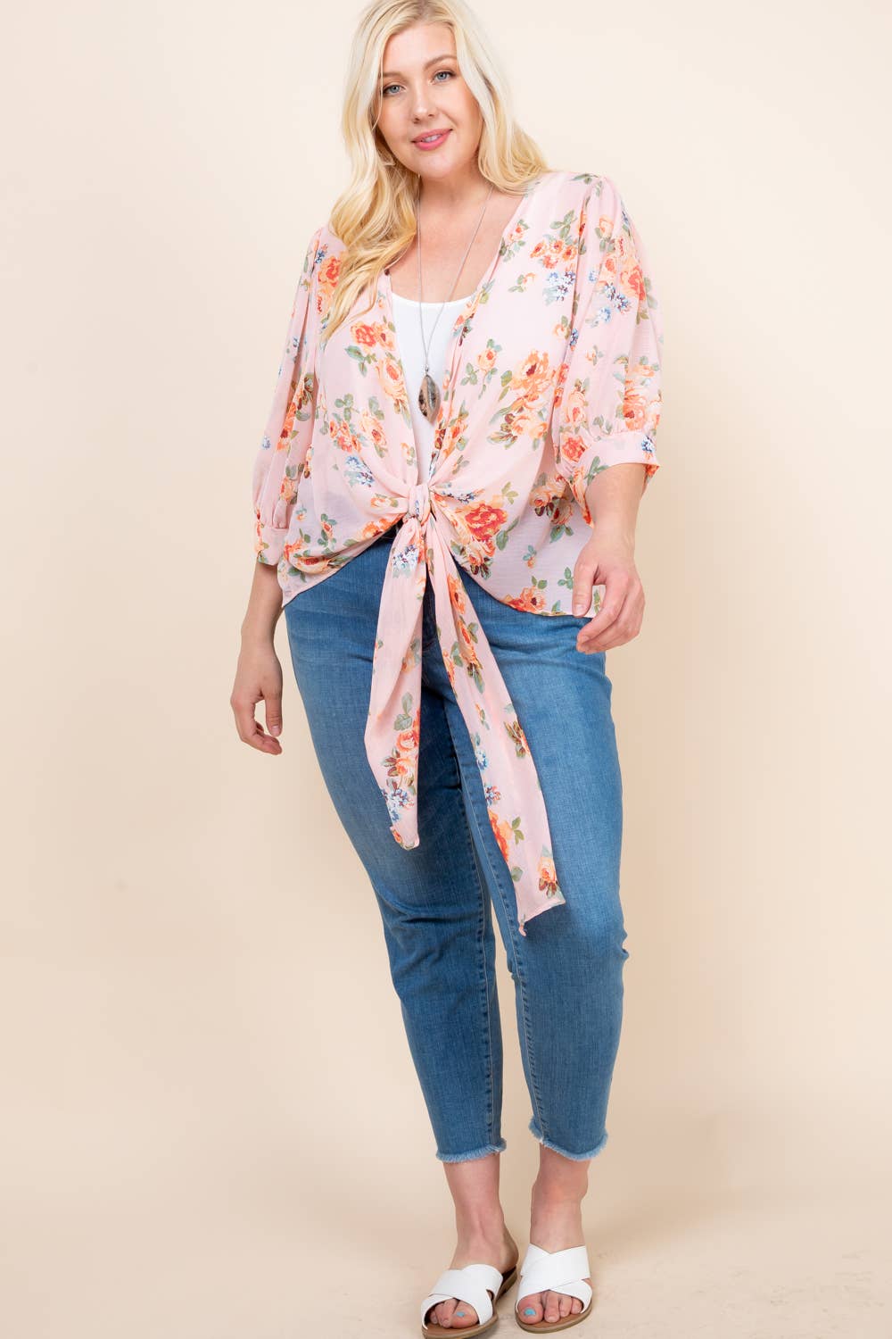 Blush Floral Kimono - Plus
