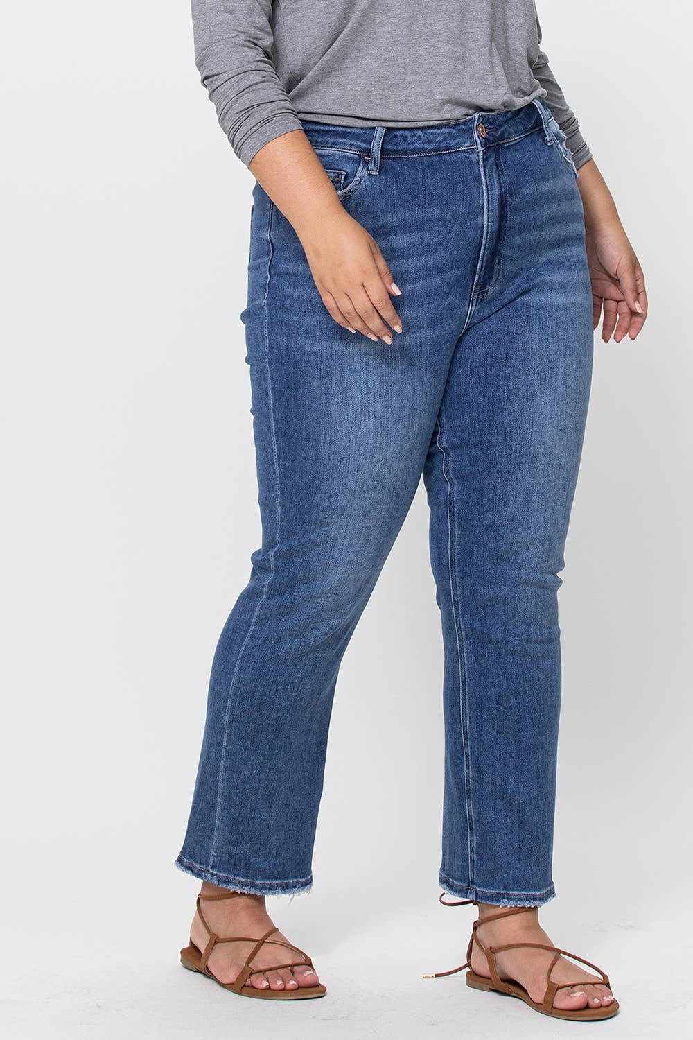 PLUS SIZE - VERVET by Flying Monkey Super High Rise Ankle Slim Straight Jeans