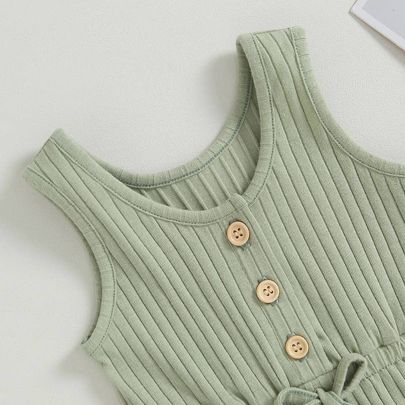 Mona Ribbed Knit Romper - Green