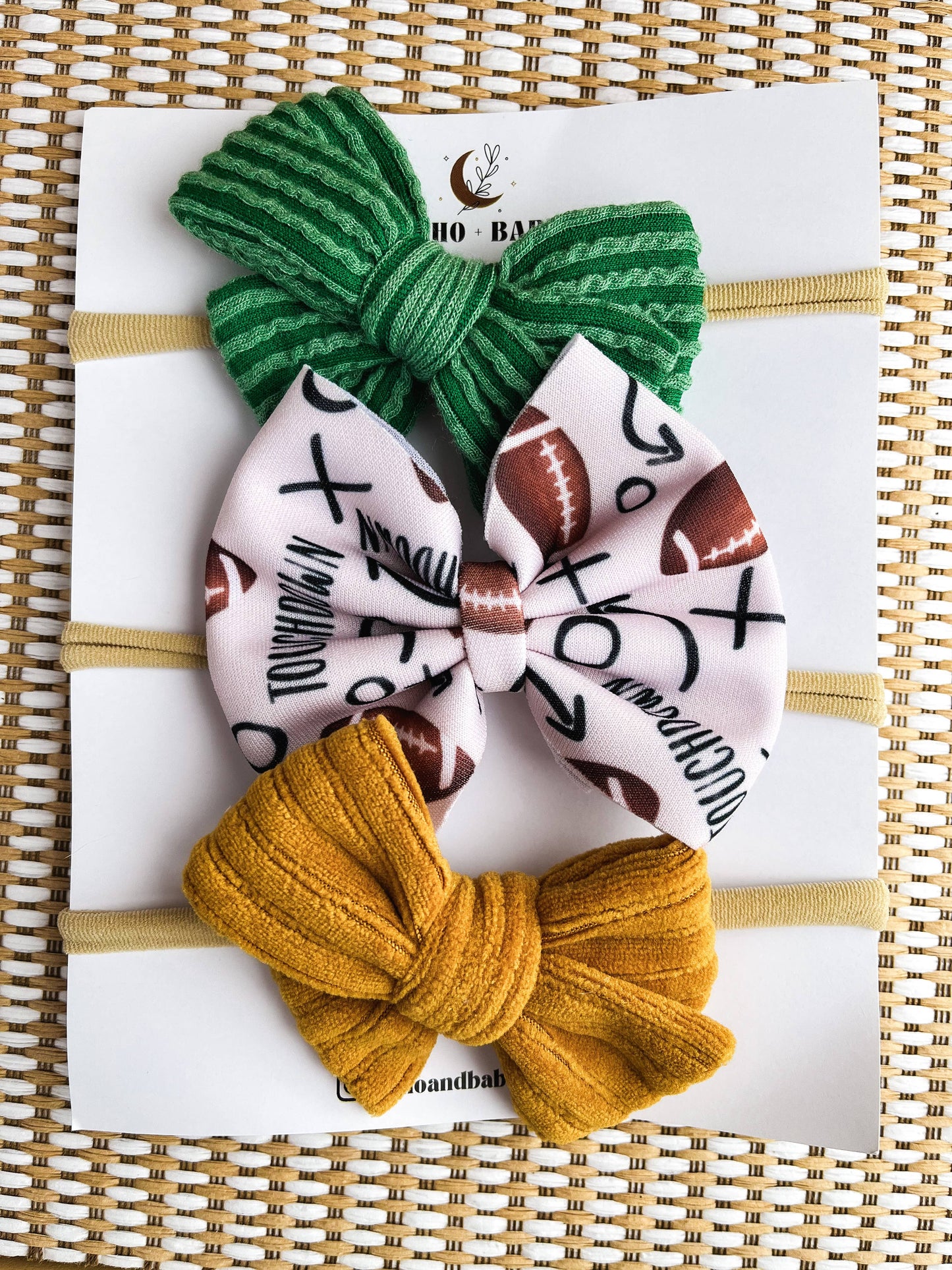 Baby Bow Headband Set - Football