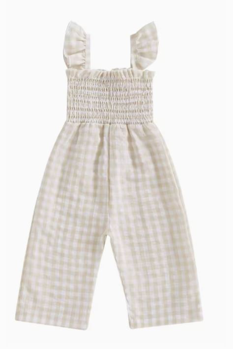 Girls Wide Leg Checkered Jumpsuit