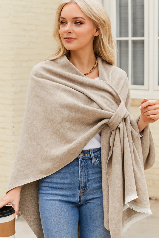 Beige Cross Front Wrap FB