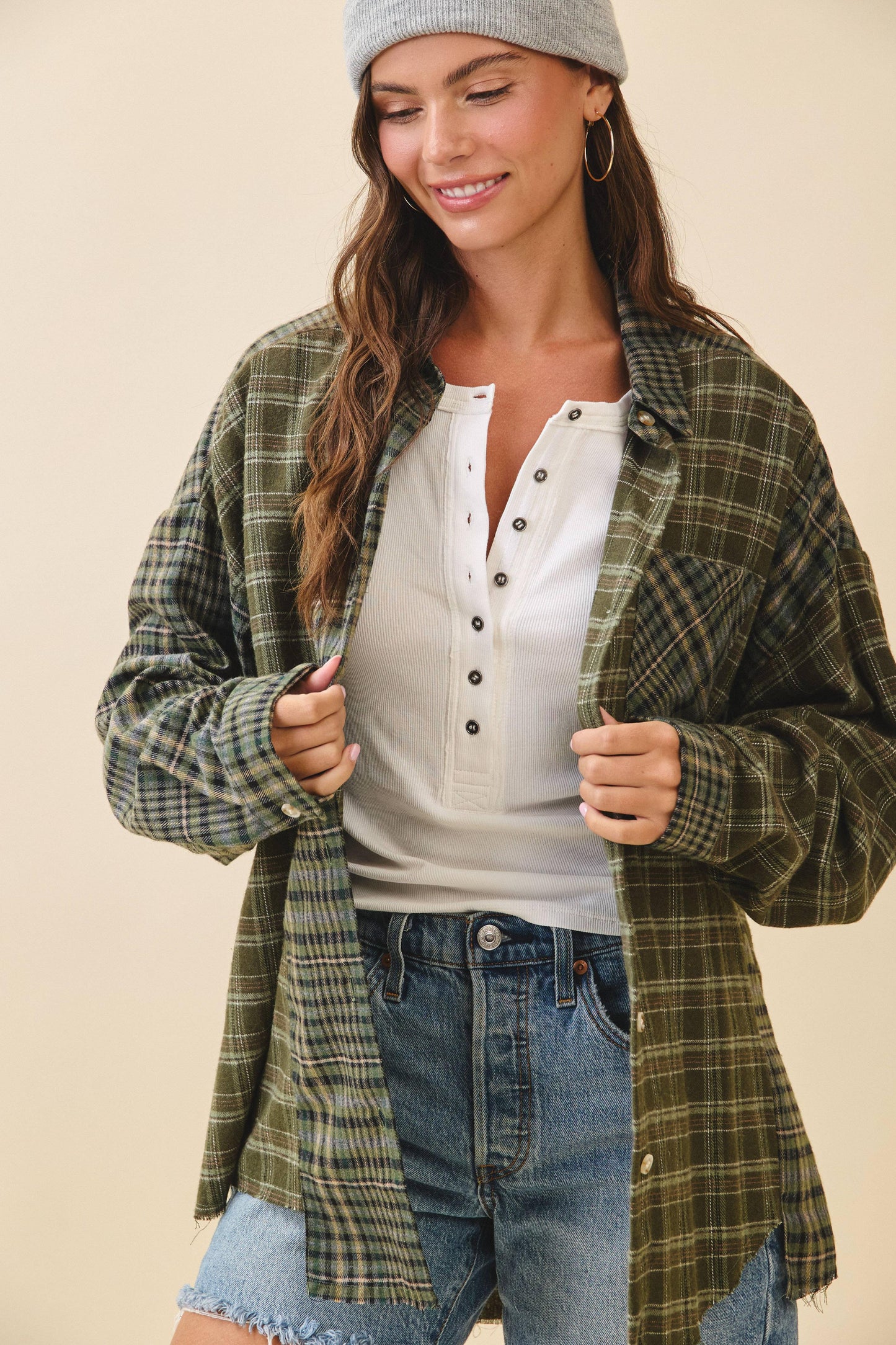 Kambrie Plaid Flannel Shirt | Olive