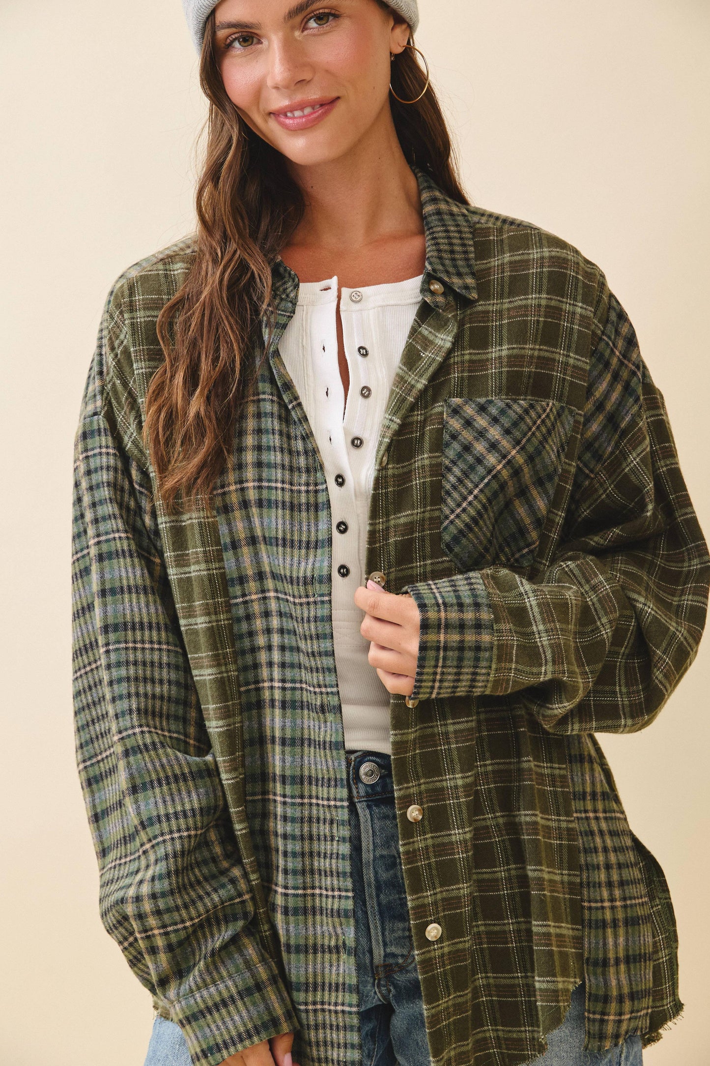 Kambrie Plaid Flannel Shirt | Olive