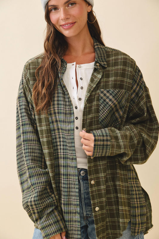 Kambrie Plaid Flannel Shirt | Olive