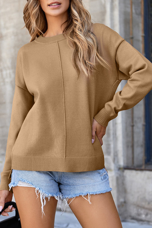 Beige Front Seam Sweater FB
