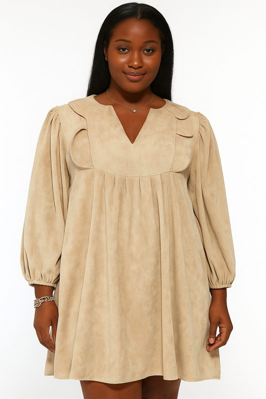 Beige Scallop Plus Size Dress LT