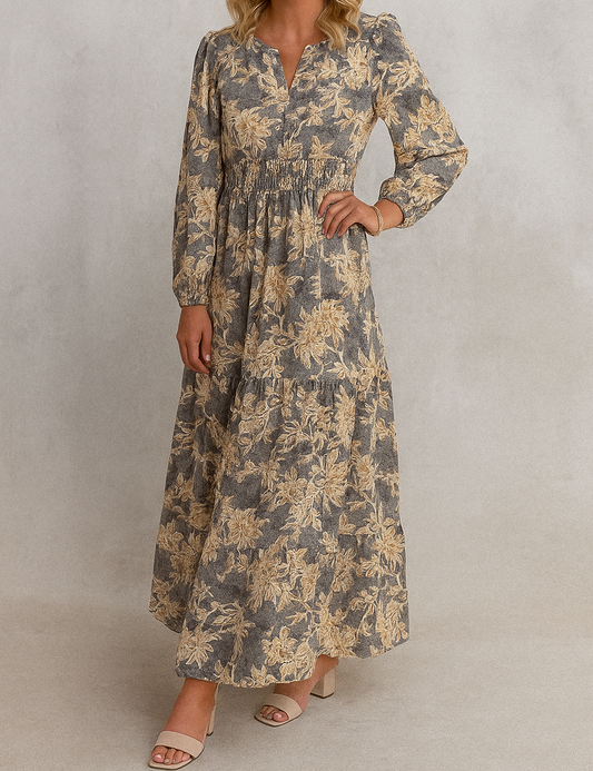Blue Floral Smocked Maxi FB