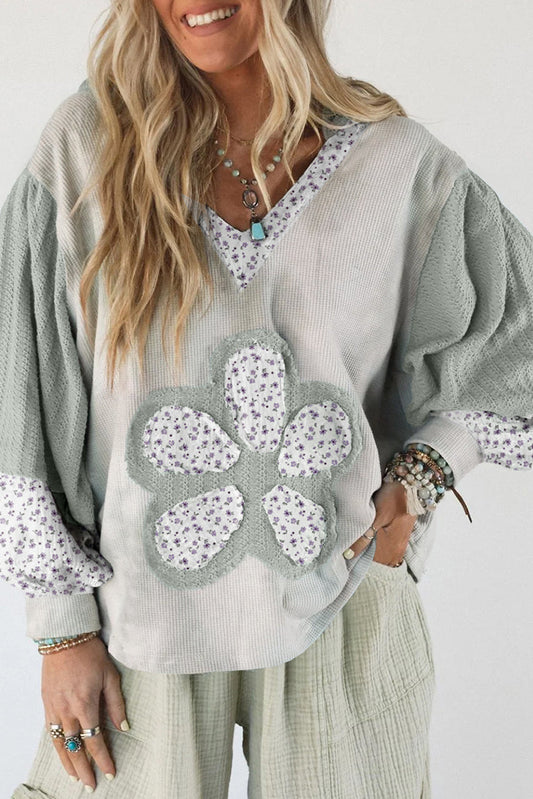 Floral Patched Hooded Top FB