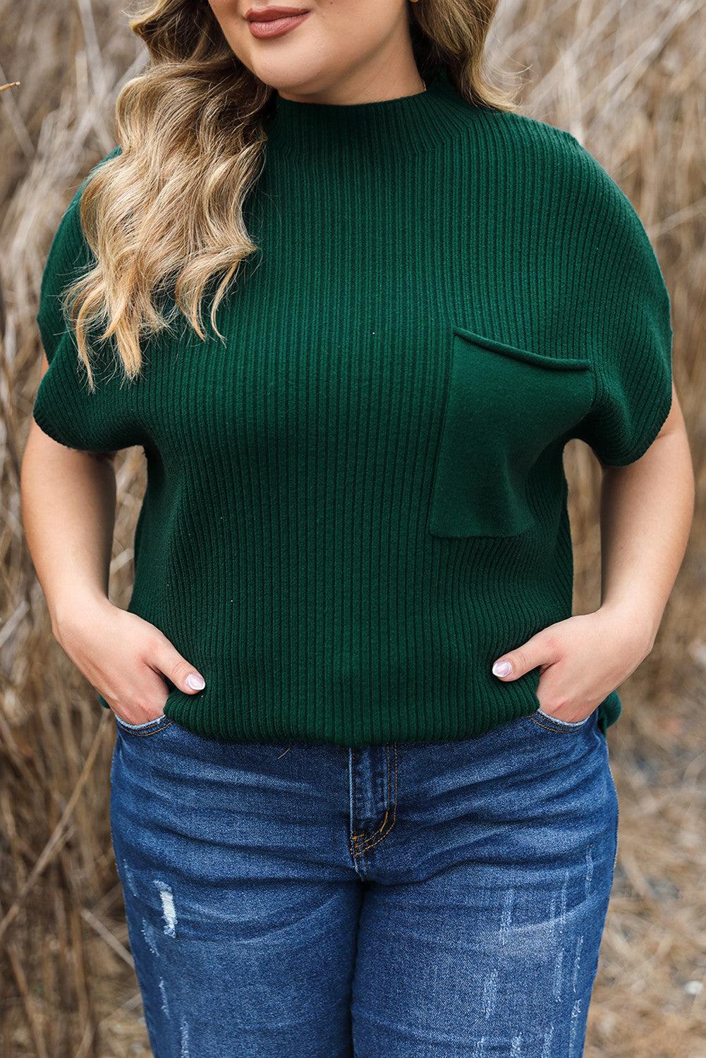 Green Ribbed Plus Sweater FB