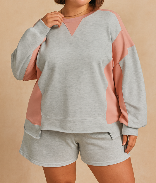 Grey Colorblock Plus Size Set FB