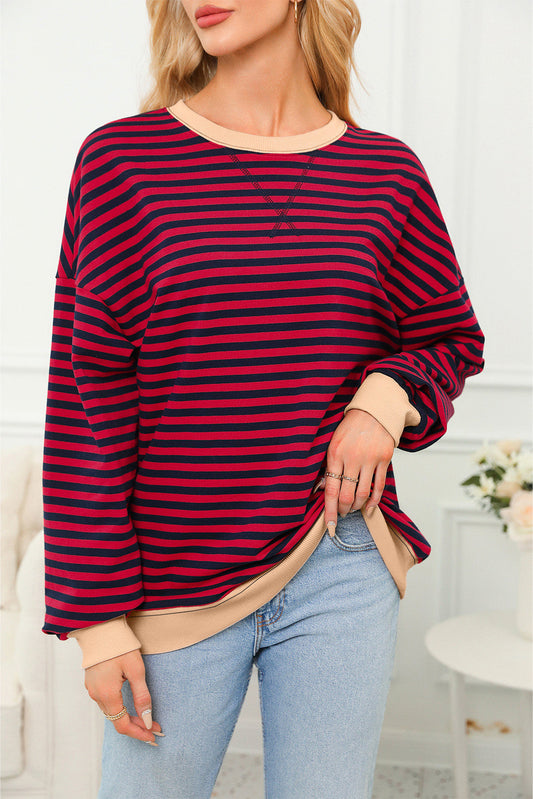 Red Stripe Ribbed Sweatshirt FB
