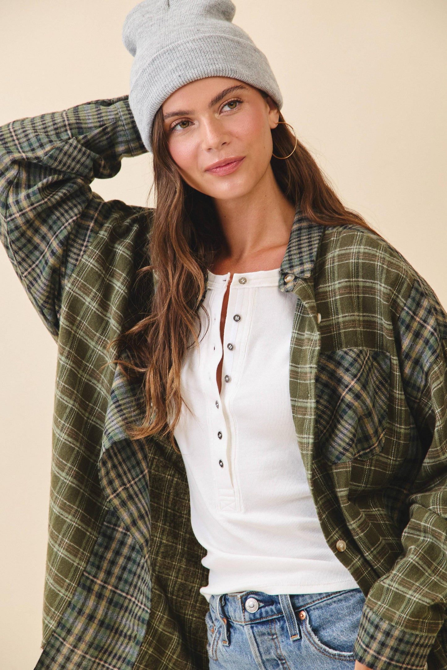 Kambrie Plaid Flannel Shirt | Olive