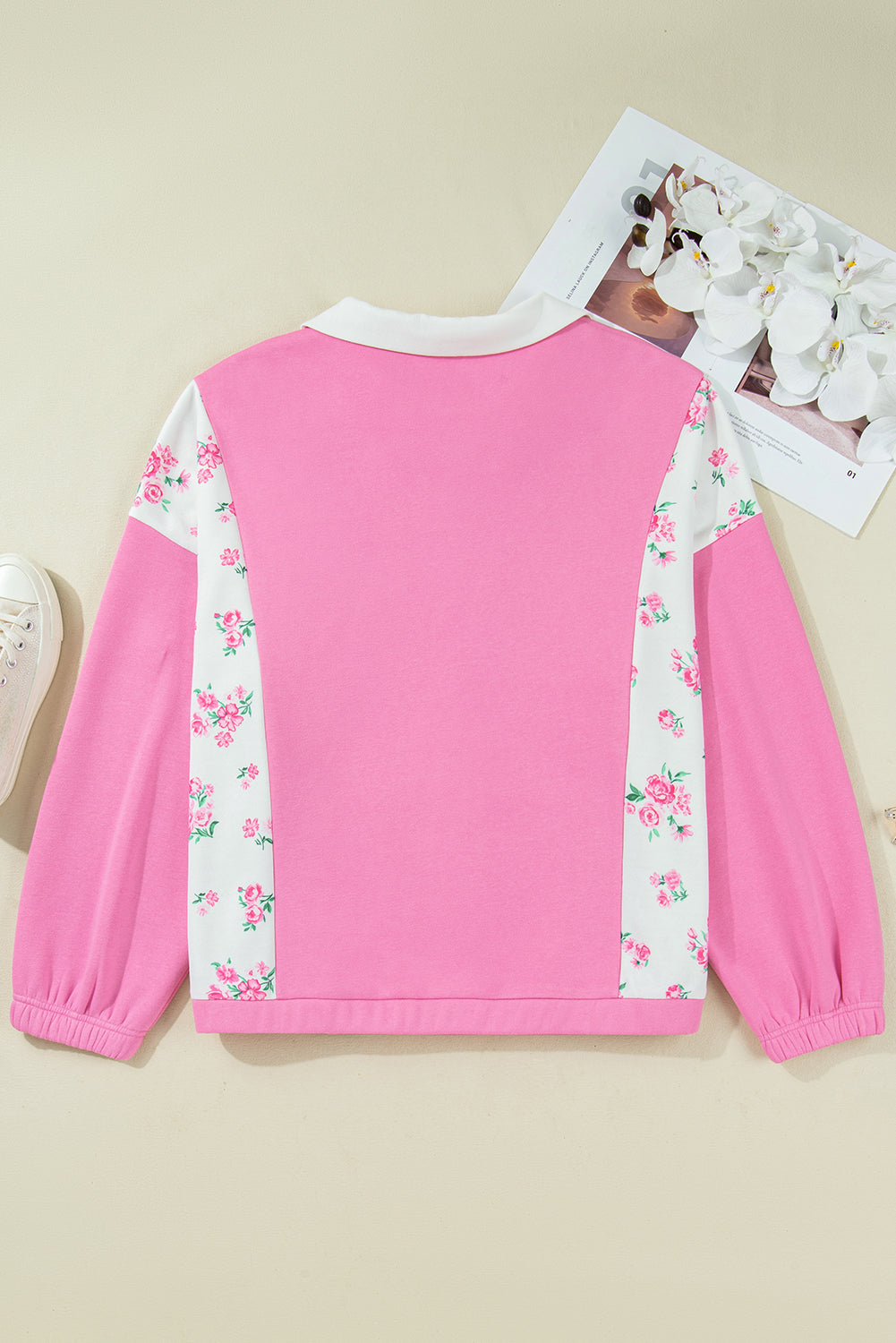 Plus Size Floral Polo Pullover LT