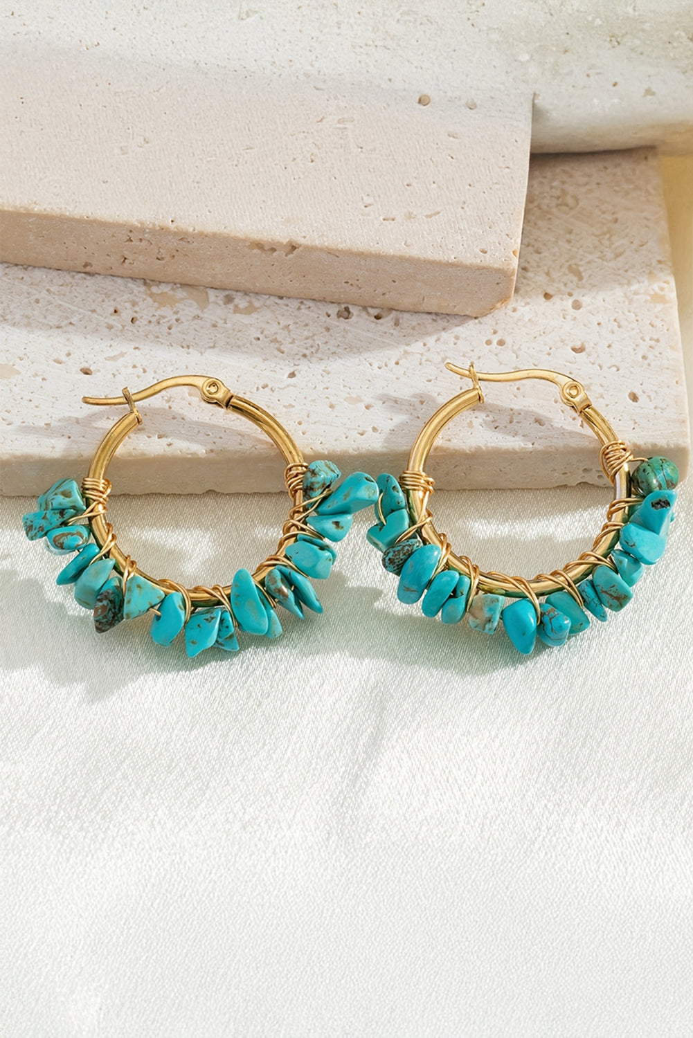 Turquoise Beaded Hoops FB