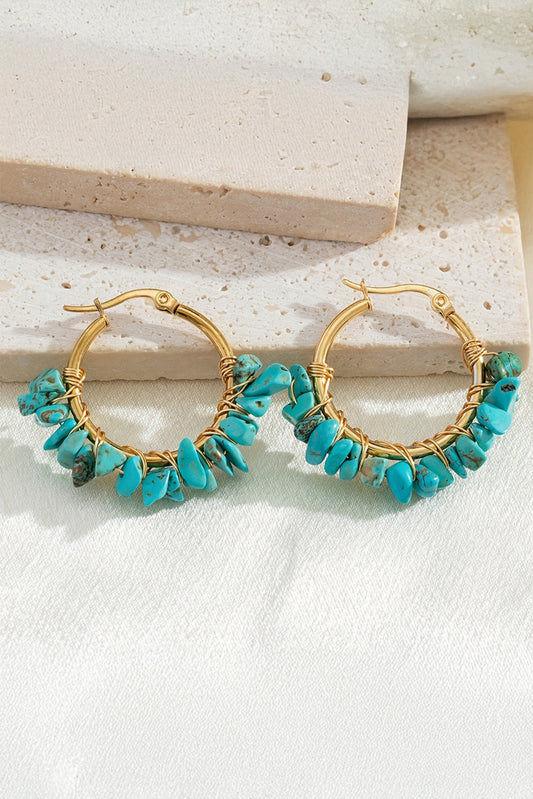 Turquoise Beaded Hoops FB