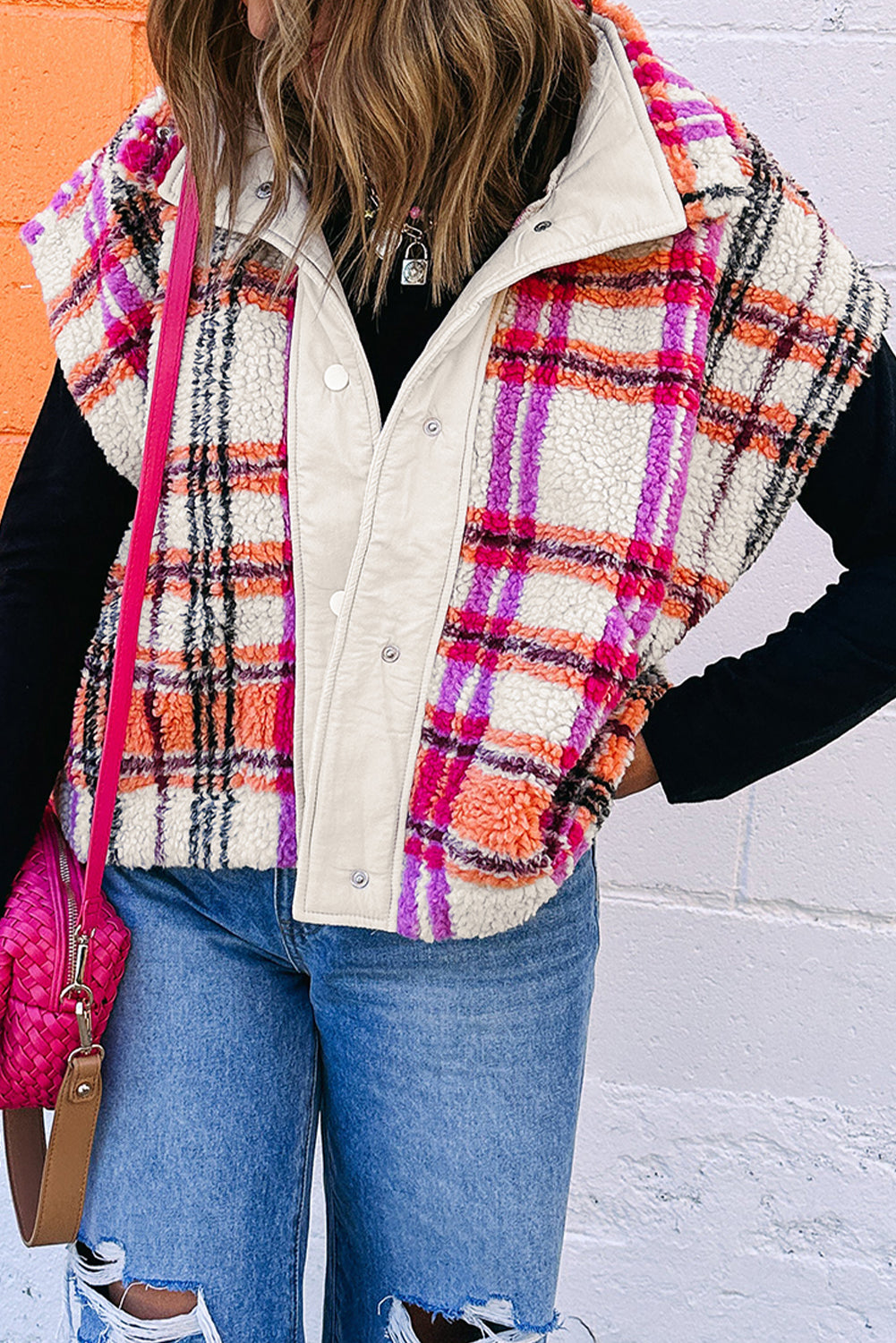 Plaid Sherpa Vest FB