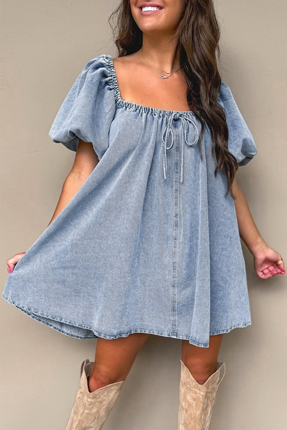 Emerson Denim Balloon Sleeve Dress