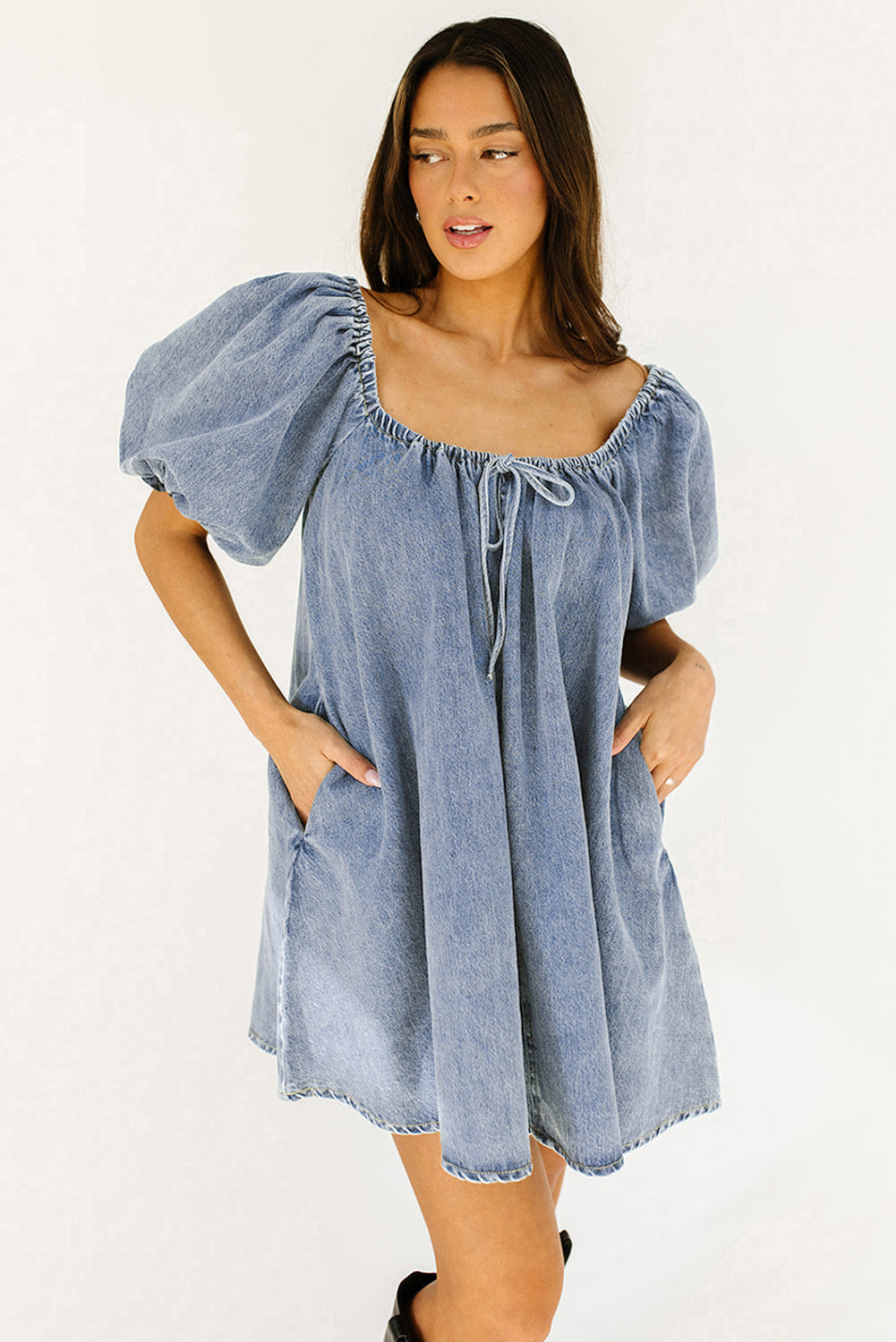 Emerson Denim Balloon Sleeve Dress