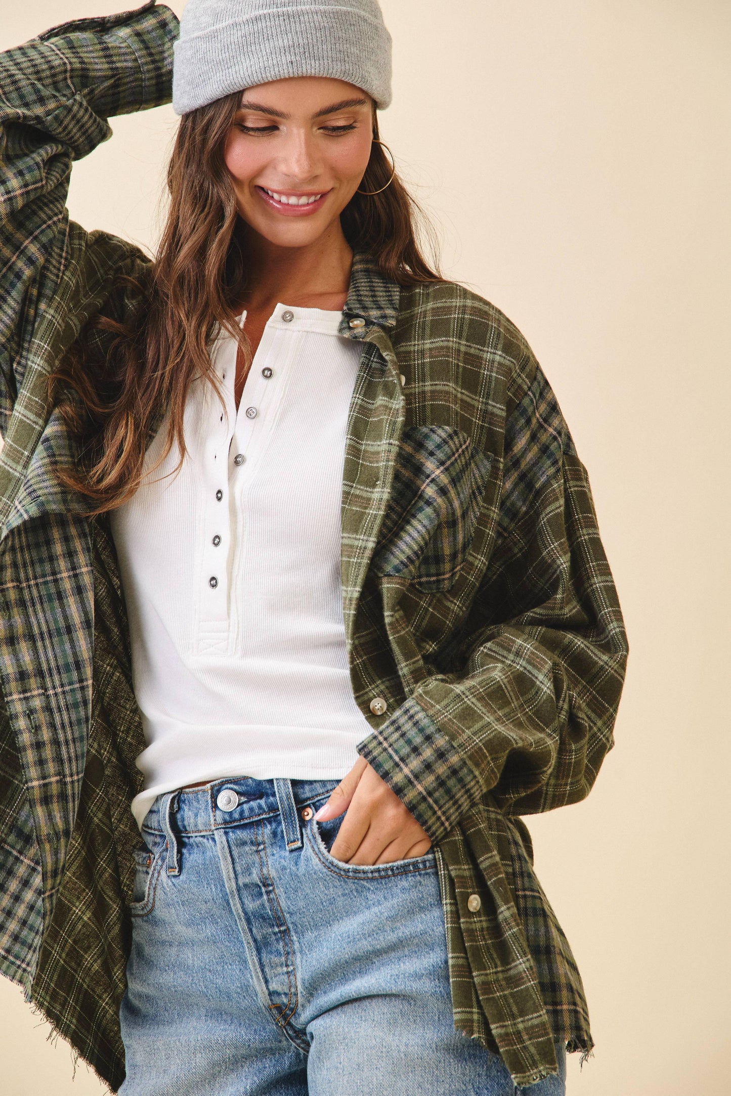 Kambrie Plaid Flannel Shirt | Olive