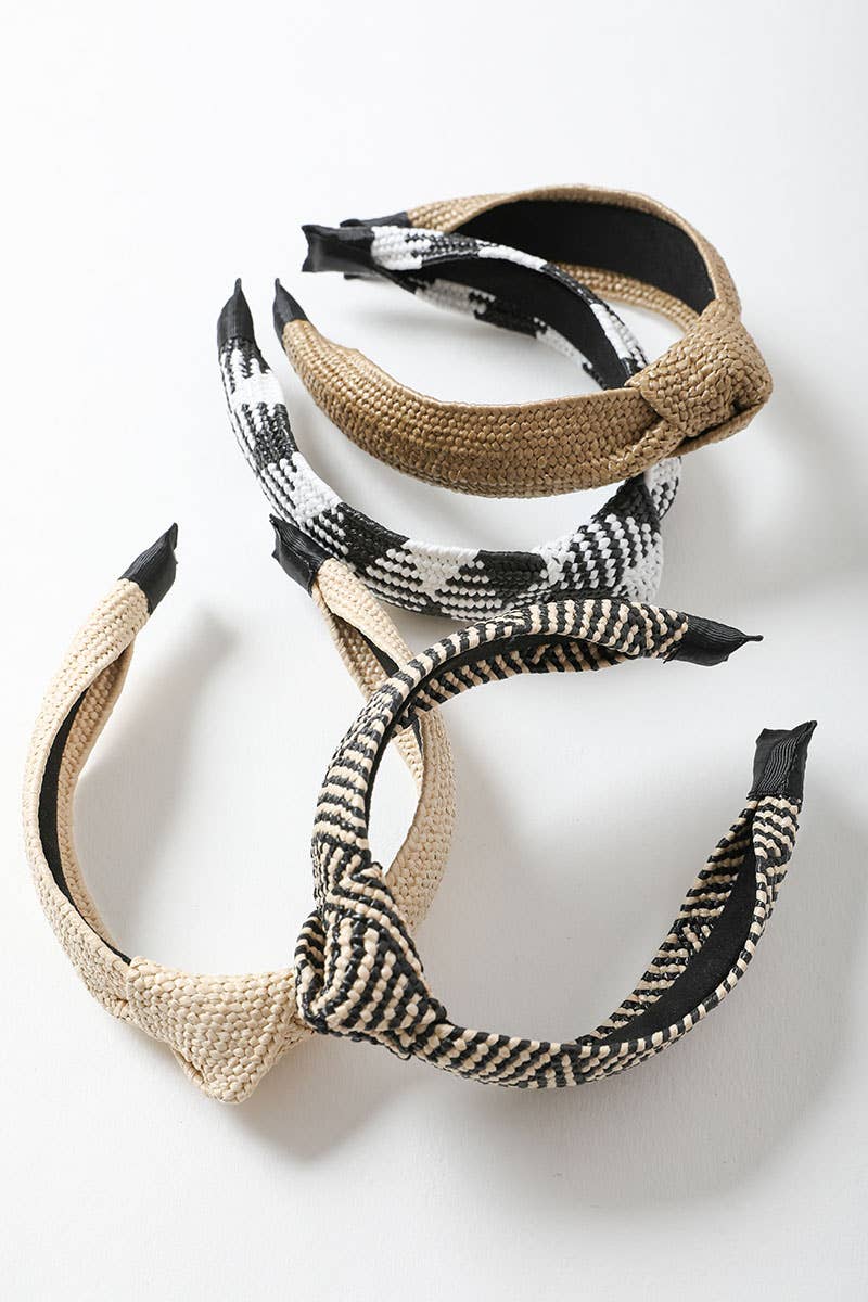 Bohemian Straw Rattan Knotted Headband | Ivory