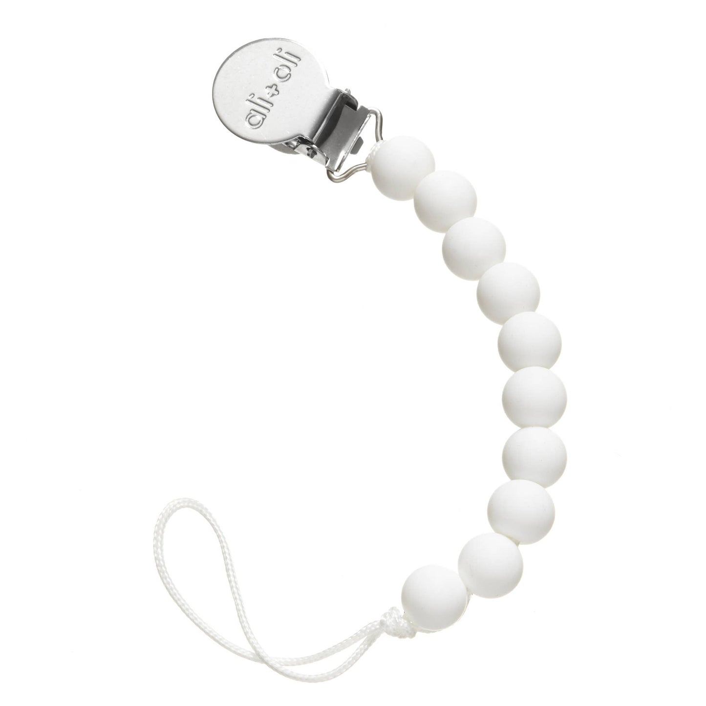 Ali+Oli Silicone Pacifier Clip | White