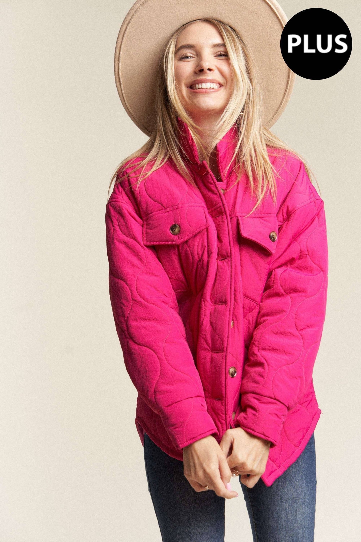 Kessa Plus Size Puffer Jacket | Light Mocha