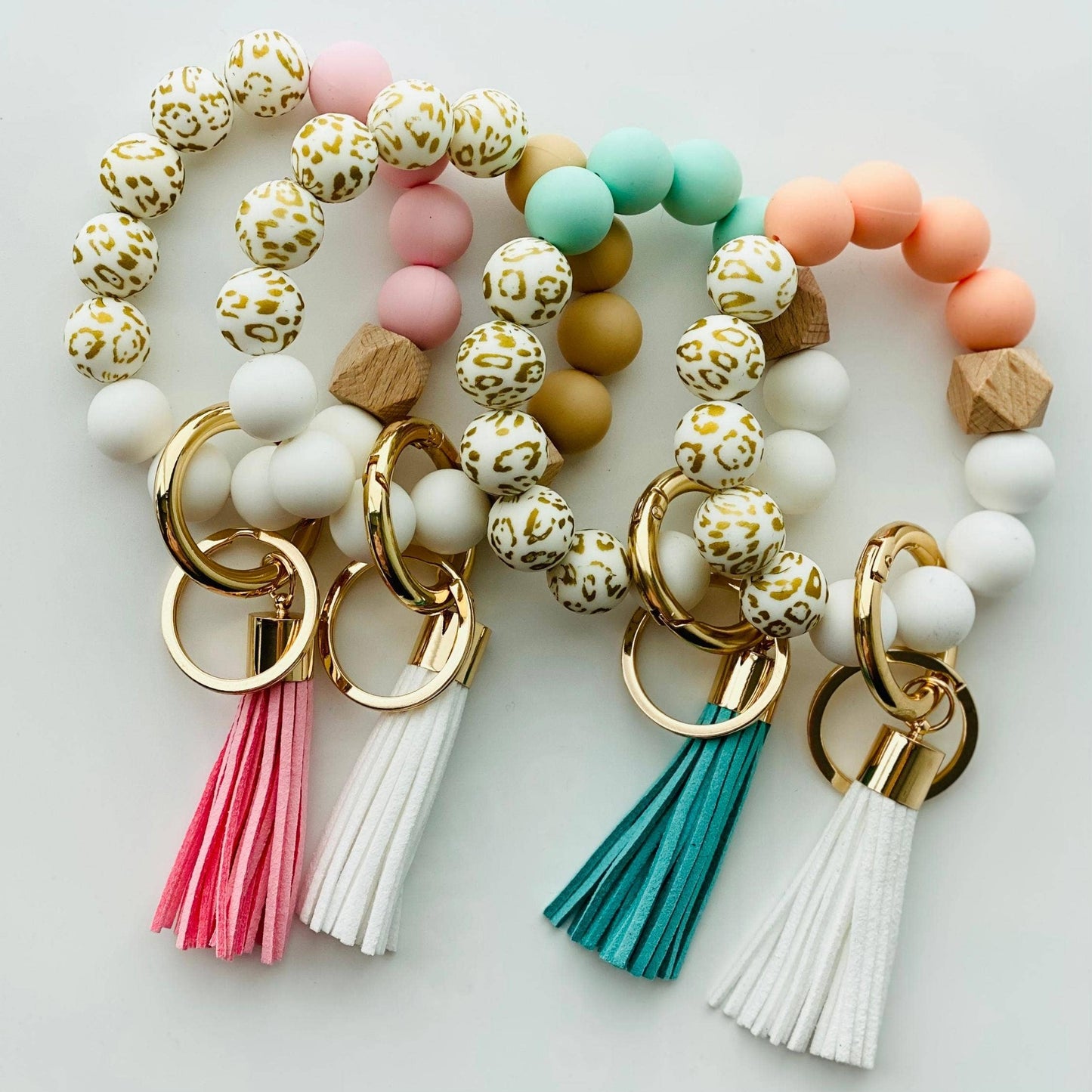 Bangle Keychain | Silicone Wristlet Key Ring | Bead Bracelet: Marble