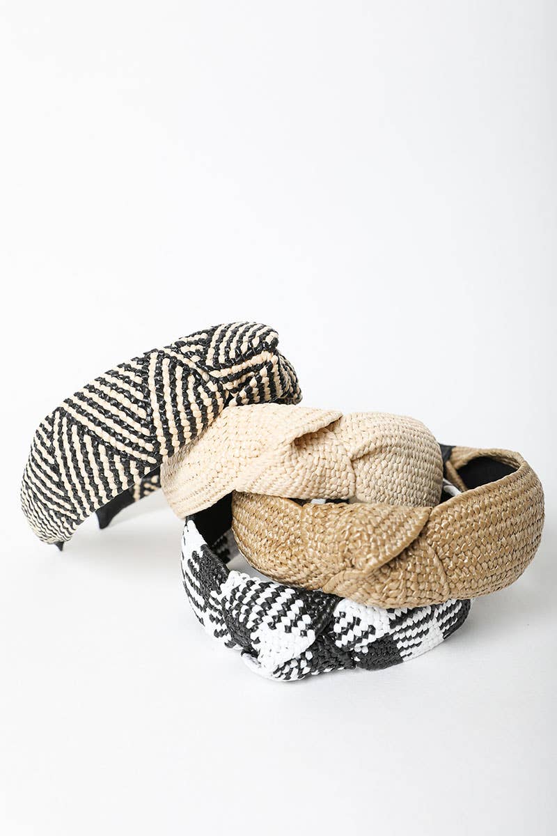 Bohemian Straw Rattan Knotted Headband | Ivory
