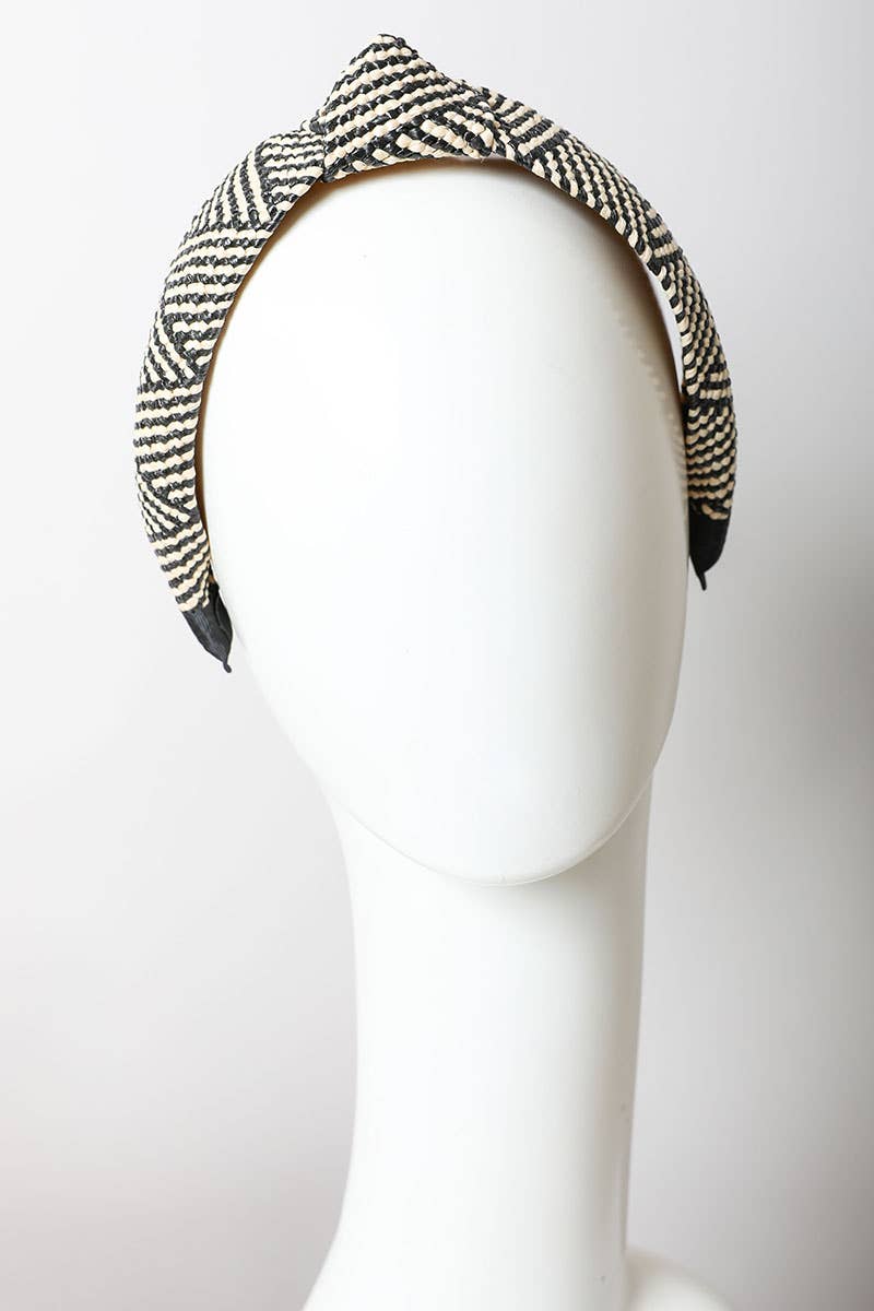 Bohemian Straw Rattan Knotted Headband | Ivory