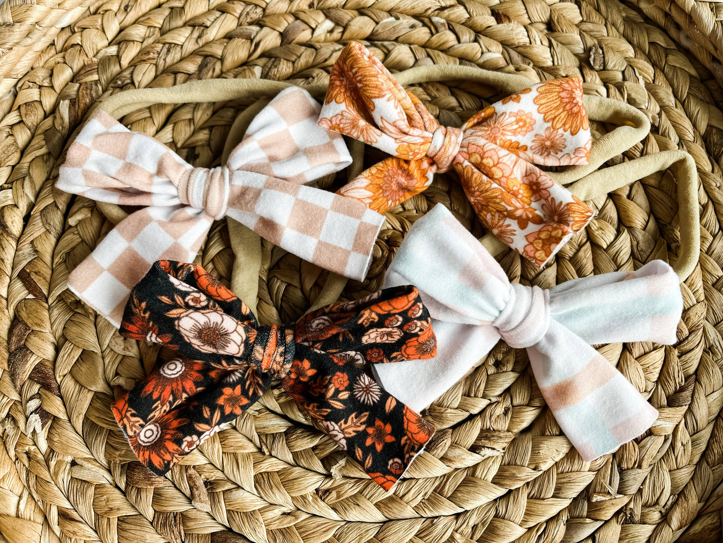 Simple Baby Bow Headbands: Black Floral