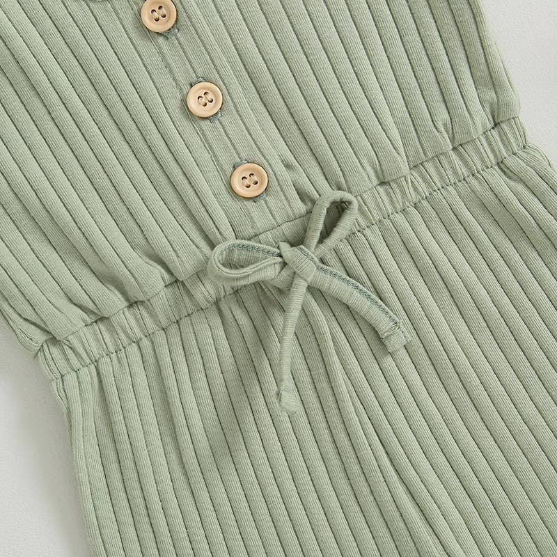 Mona Ribbed Knit Romper - Green