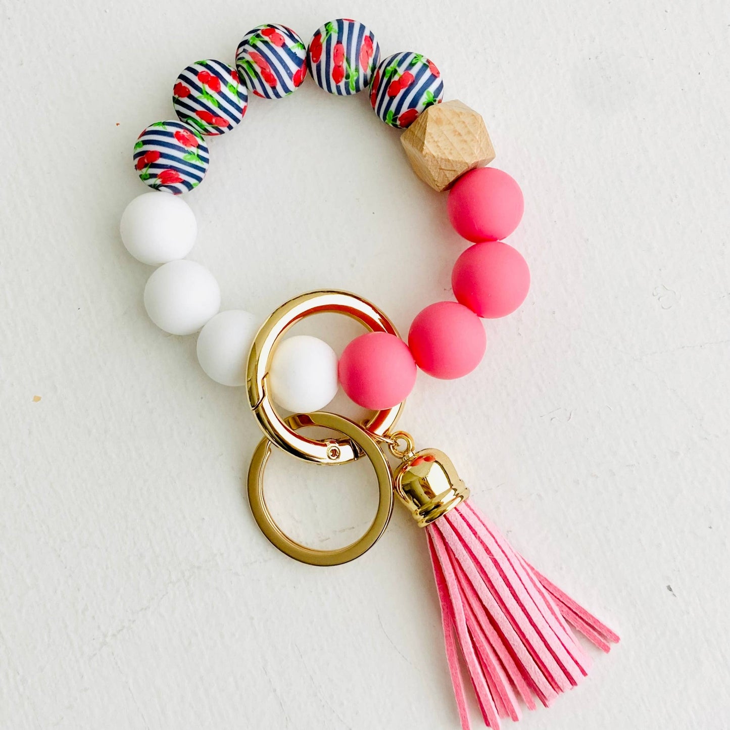Bangle Keychain | Silicone Wristlet Key Ring | Bead Bracelet: Marble