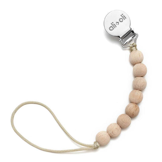 Ali+Oli Silicone Pacifier Clip | Beech Wood