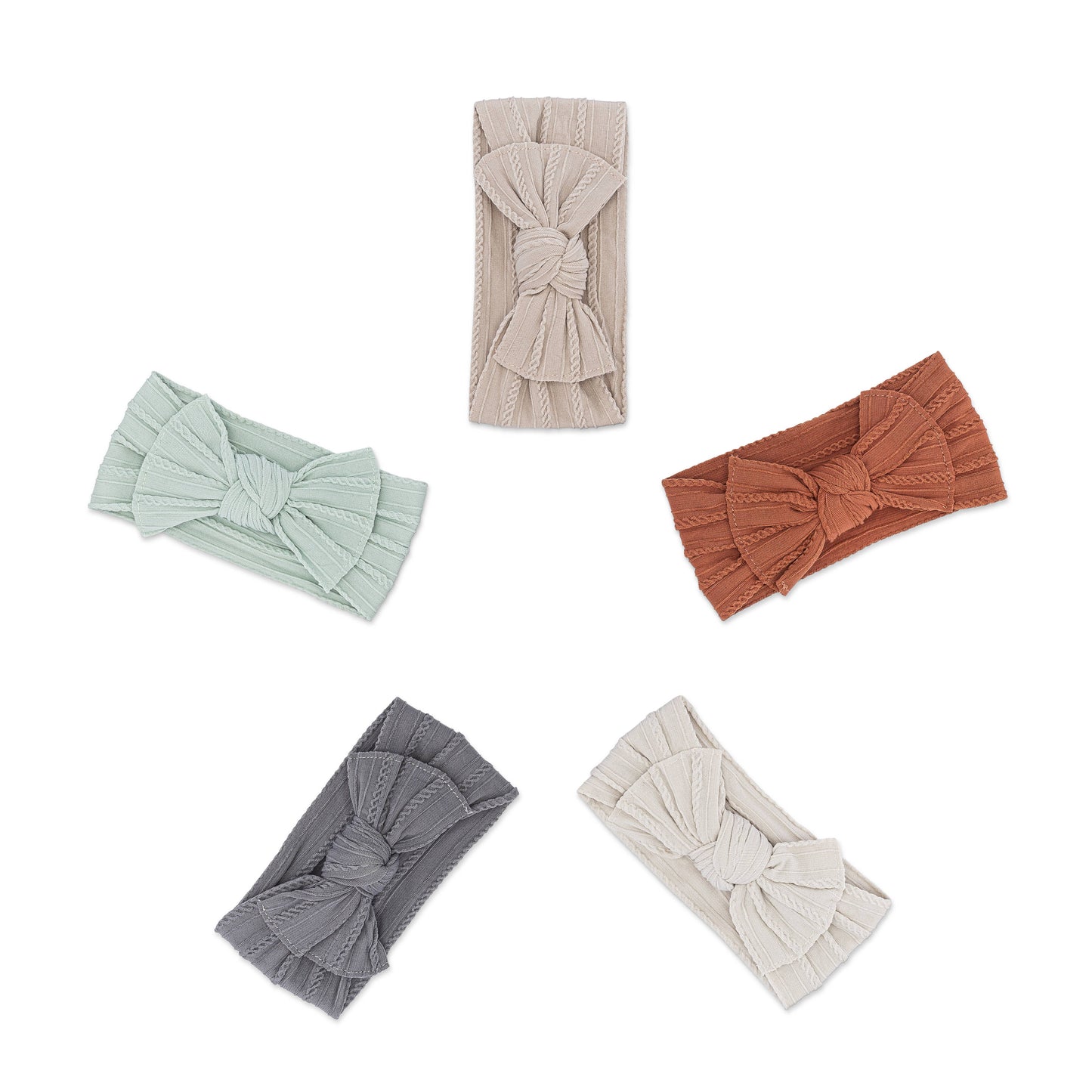 Cable Knit Knotted Headbands ( 5 Pack) | Pebble Set
