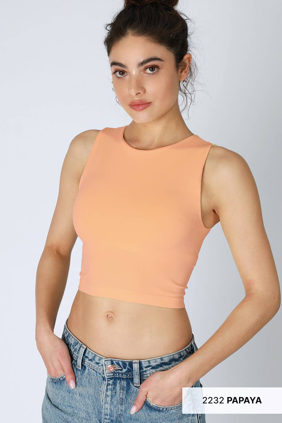 Clean Line Crew Neck Crop Top | White
