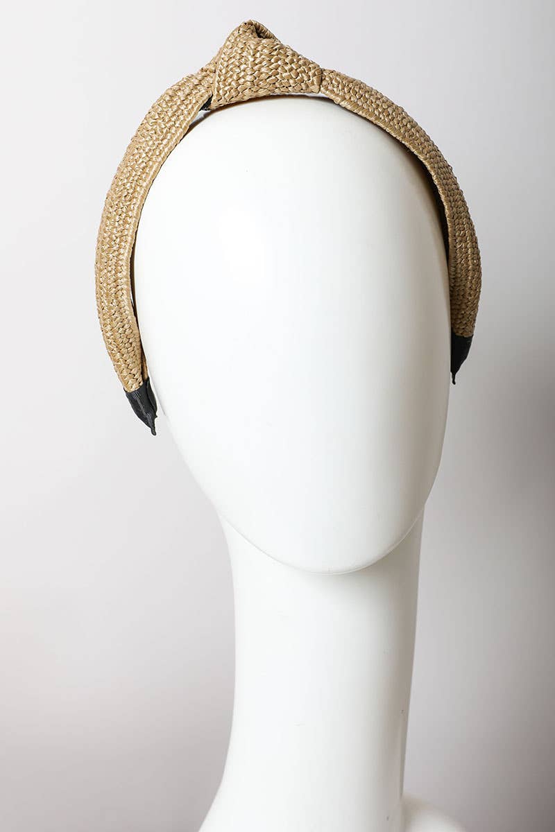 Bohemian Straw Rattan Knotted Headband | Natural