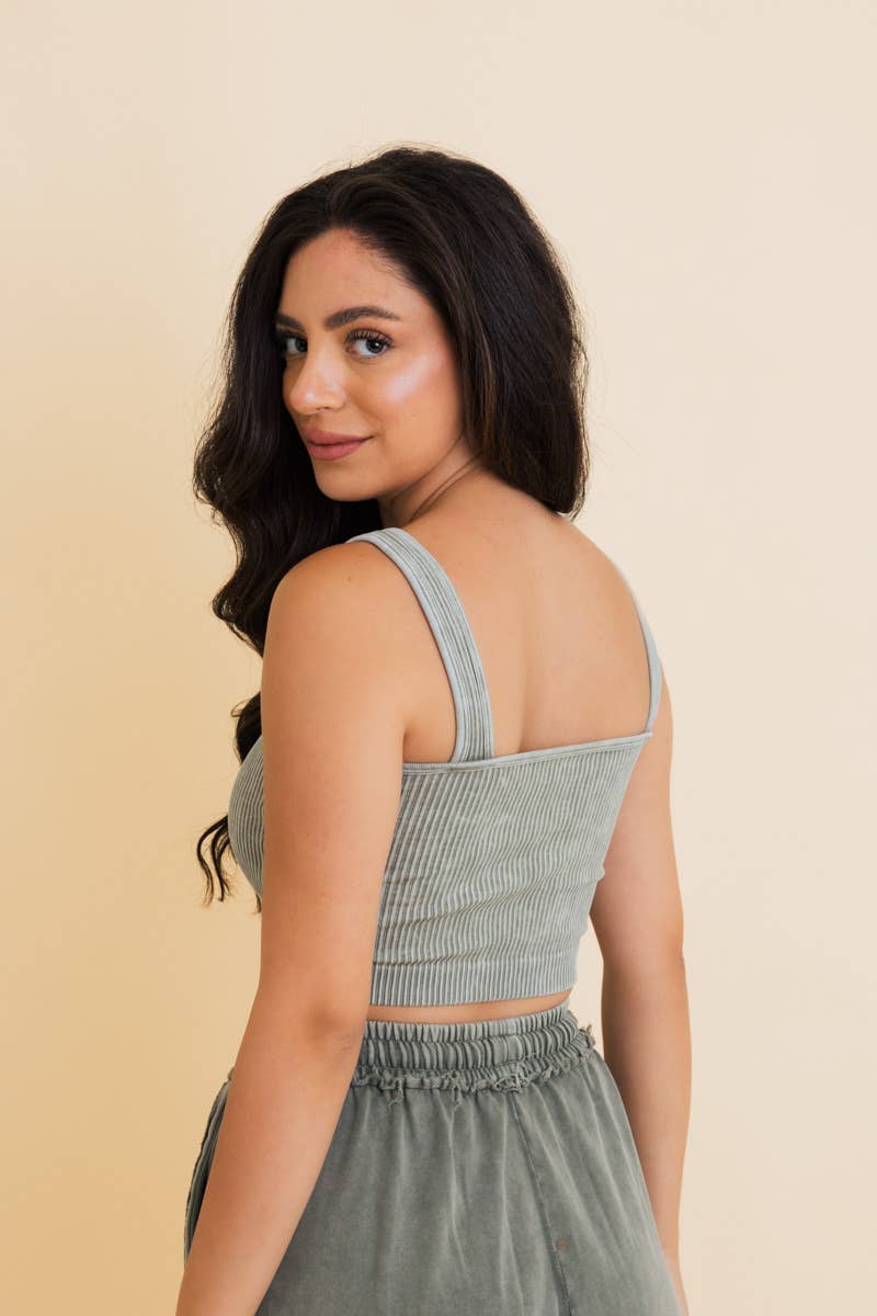 Just Breathe Washed Ribbed Padded Bralette | Mocha