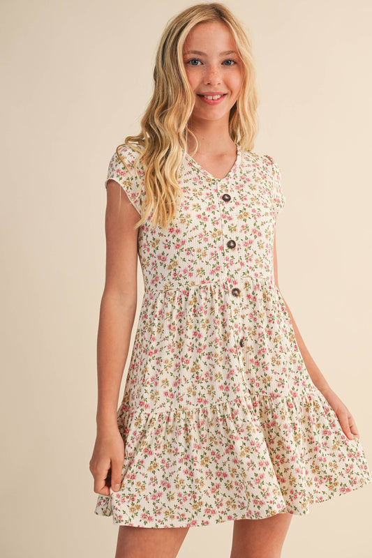 Delaney Tween Tiered Floral Dress